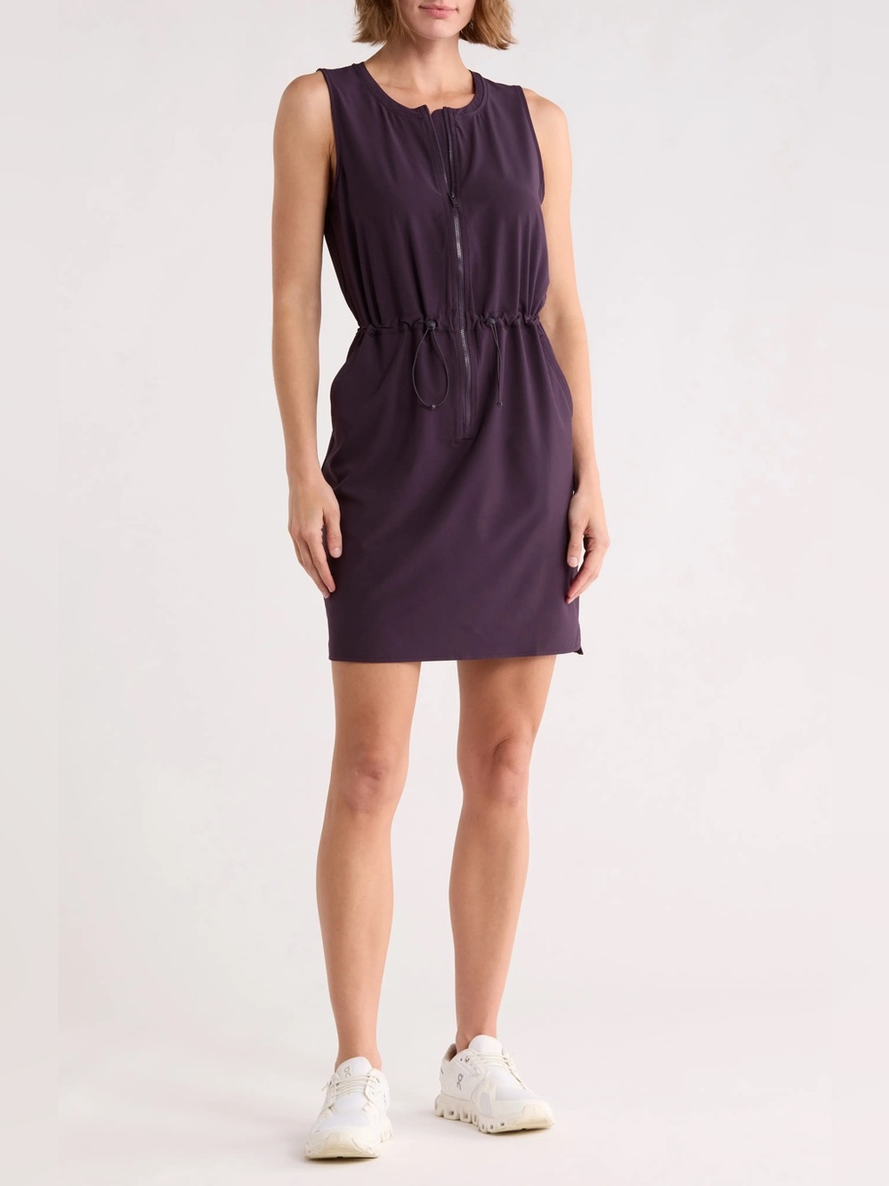Zella Venture Sleeveless Front Zip Utility Sport Dress Size Medium Purple